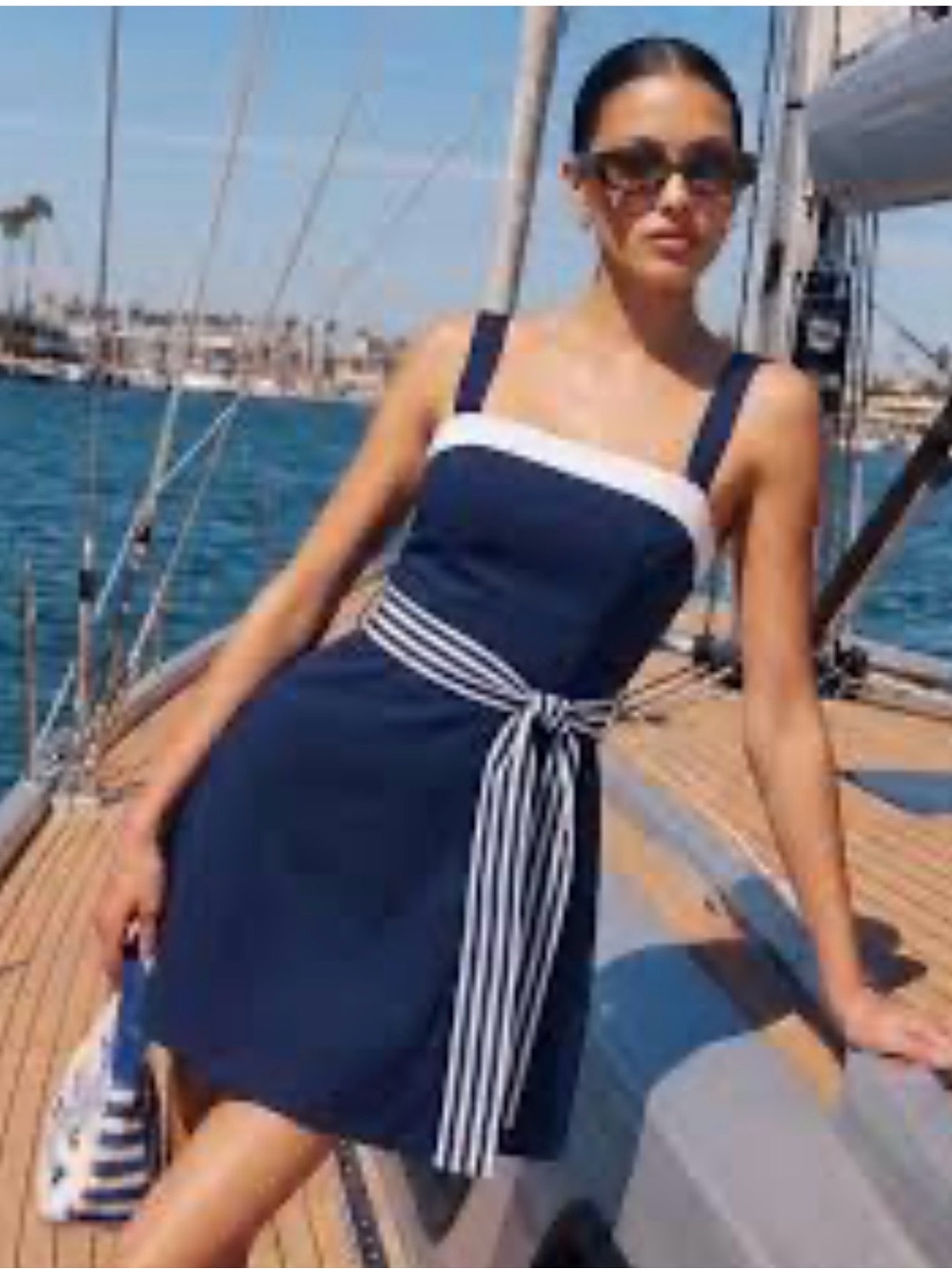 Navy and White Striped Belt Sundress - Women